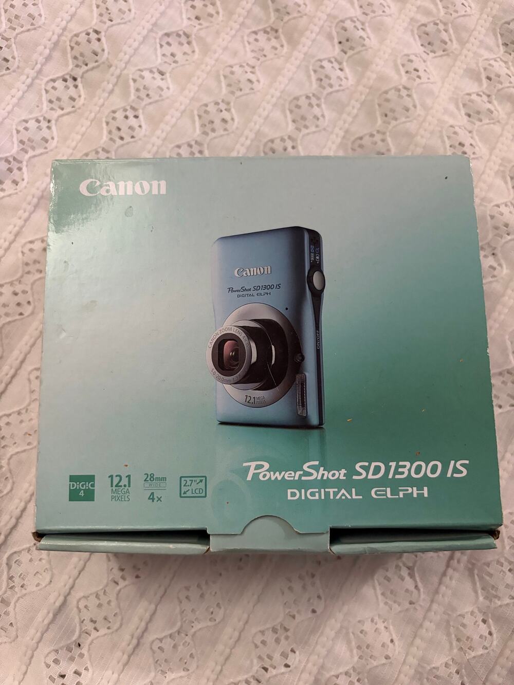 Canon PowerShot SD1300 IS Digital ELPH 12.1MP Camera Blue Tested Complete